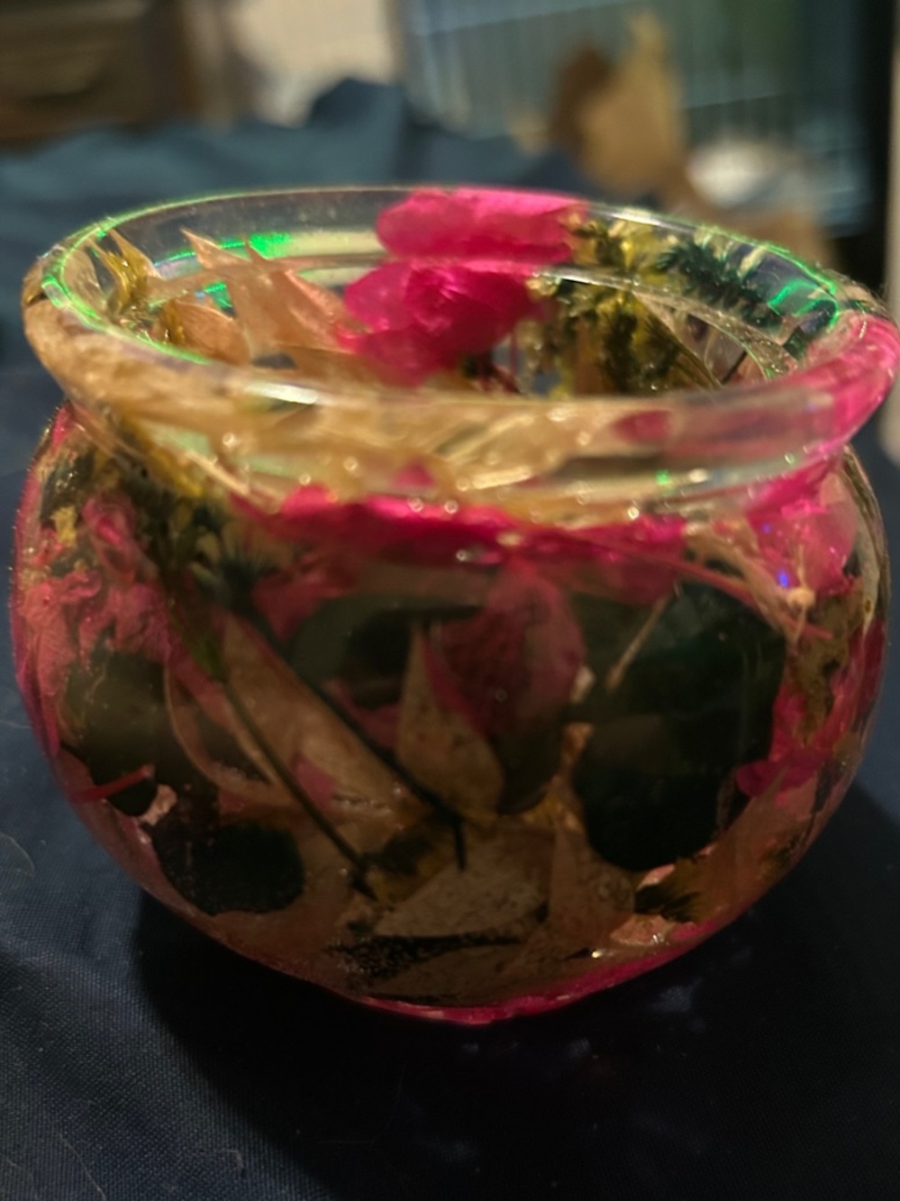 Pink Floral Glass bowl